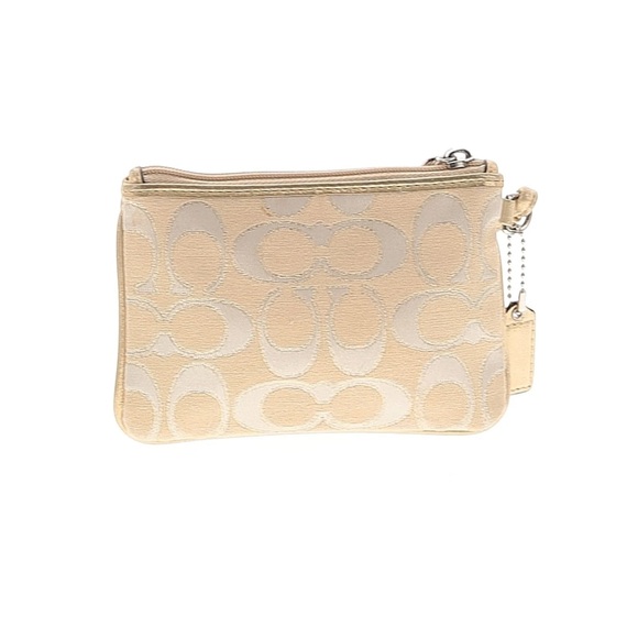 🍍Coach Poppy Heart Khaki Shimmering Gold Signature Wristlet Purse Coach Poppy - Picture 3 of 10